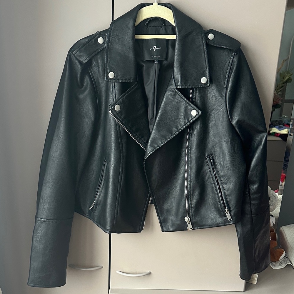 7 For All Mankind Black Leather Jacket